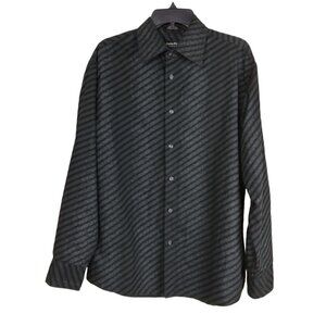 Eighty Eight Platinum | Charcoal Black Diagonal Stripe Shirt | Size L